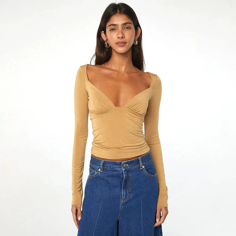 LaPose Fashion - Briasia Long Sleeve Top - Backless Tops, Basic Tops, Cut-Out Tops, Elegant Tops, Long Sleeve Tops, Tops