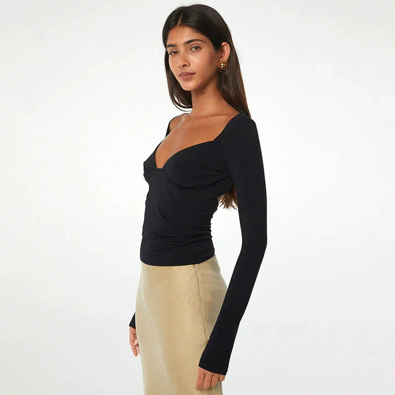 LaPose Fashion - Briasia Long Sleeve Top - Backless Tops, Basic Tops, Cut-Out Tops, Elegant Tops, Long Sleeve Tops, Tops