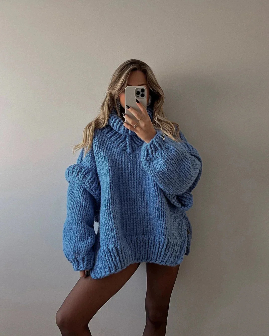 LaPose Fashion - Carolla Knitted Oversize Sweater - Clean Girl, Cozy Girl, Knitted Clothes, Knitted Tops, Long Sleeve Tops, Loose Sweaters, Oversize Swe