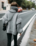 LaPose Fashion - Carolla Knitted Oversize Sweater - Clean Girl, Cozy Girl, Knitted Clothes, Knitted Tops, Long Sleeve Tops, Loose Sweaters, Oversize Swe