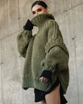 LaPose Fashion - Carolla Knitted Oversize Sweater - Clean Girl, Cozy Girl, Knitted Clothes, Knitted Tops, Long Sleeve Tops, Loose Sweaters, Oversize Swe