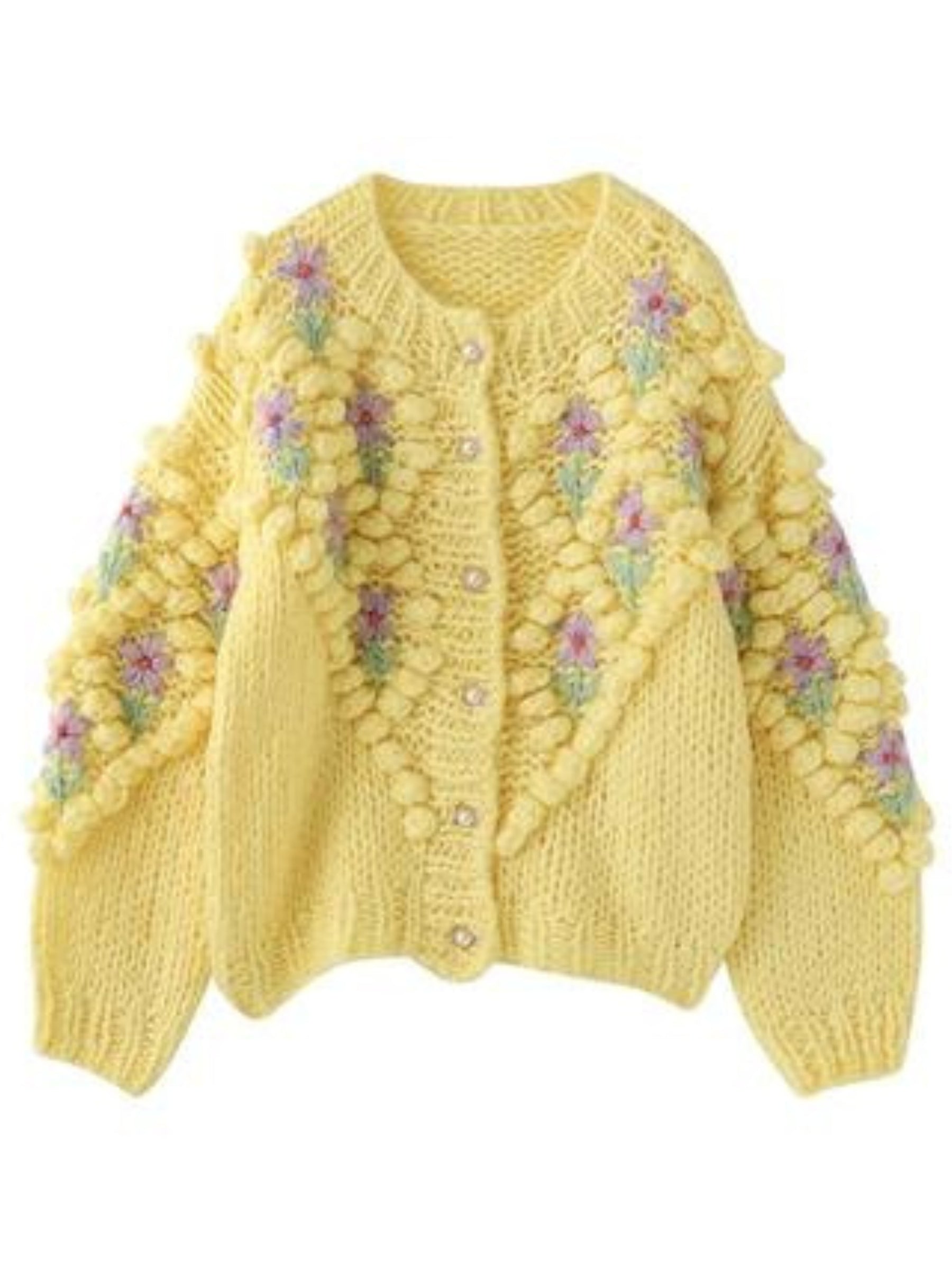 LaPose Fashion - Cidney Handmade Floral Sweater - Cardigan, Knitted Tops, Long Sleeve Tops, Loose Sweaters, Oversize Sweaters, Romantic Tops, Sweaters