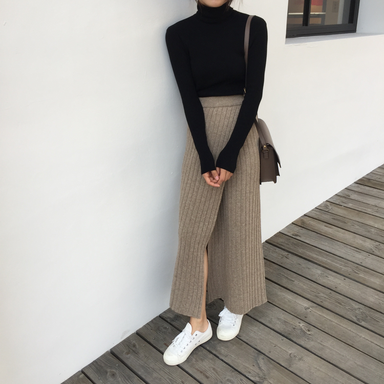 LaPose Fashion - Clariss Knit Maxi Skirt - Autumn Clothes, Bottoms, Clean Girl, Clothing, Fall Clothes, Fall-Winter 23, Knitted Skirts, Long Sk