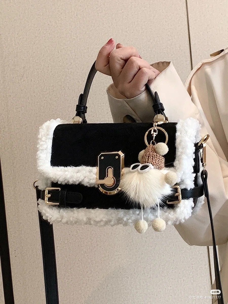 LaPose Fashion - Cohen Faux Fur Square Bag - Accesories, Bags, Handbags, Shoulder Bags, Winter Edit