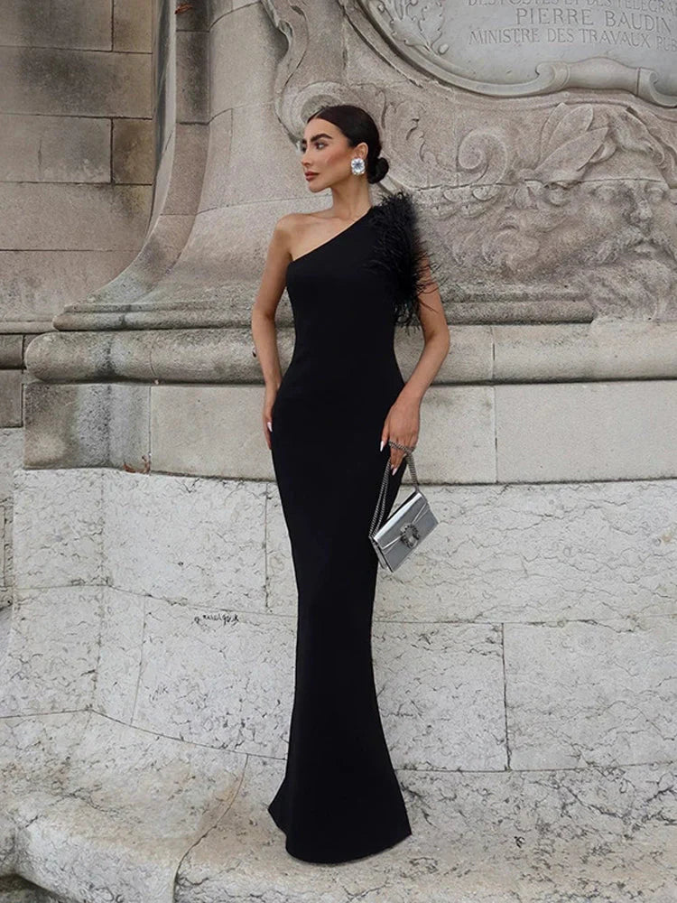 LaPose Fashion - Dynasti One Shoulder Maxi Dress - Bodycon Dresses, Casual Dresses, Cut-Out Dresses, Dresses, Elegant Dresses, Formal Dresses, Long Dre