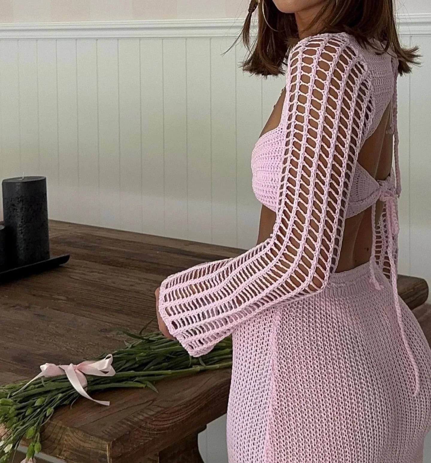 LaPose Fashion - Elani Knit Maxi Skirt Set - Crochet Sets, Knitted Sets, Matching Sets, Outfit Sets, Sets, Skirt Set, Skirts, Two Piece Sets