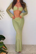 LaPose Fashion - Elani Knit Maxi Skirt Set - Crochet Sets, Knitted Sets, Matching Sets, Outfit Sets, Sets, Skirt Set, Skirts, Two Piece Sets