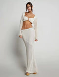 LaPose Fashion - Elani Knit Maxi Skirt Set - Crochet Sets, Knitted Sets, Matching Sets, Outfit Sets, Sets, Skirt Set, Skirts, Two Piece Sets