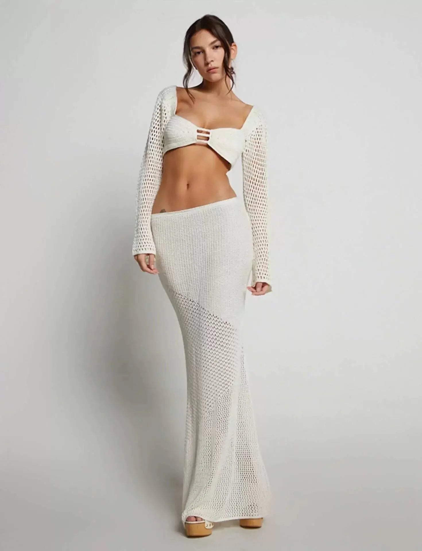 LaPose Fashion - Elani Knit Maxi Skirt Set - Crochet Sets, Knitted Sets, Matching Sets, Outfit Sets, Sets, Skirt Set, Skirts, Two Piece Sets