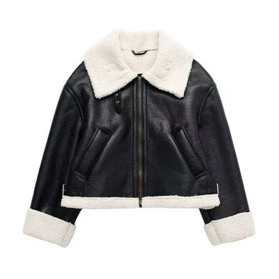 LaPose Fashion - Ensley Double-Faced Fur Jacket - Coats, Coats & Jackets, Crop Jackets, Fall-Winter 23, Jackets, Leather Jackets, Oversize Jacket, Win