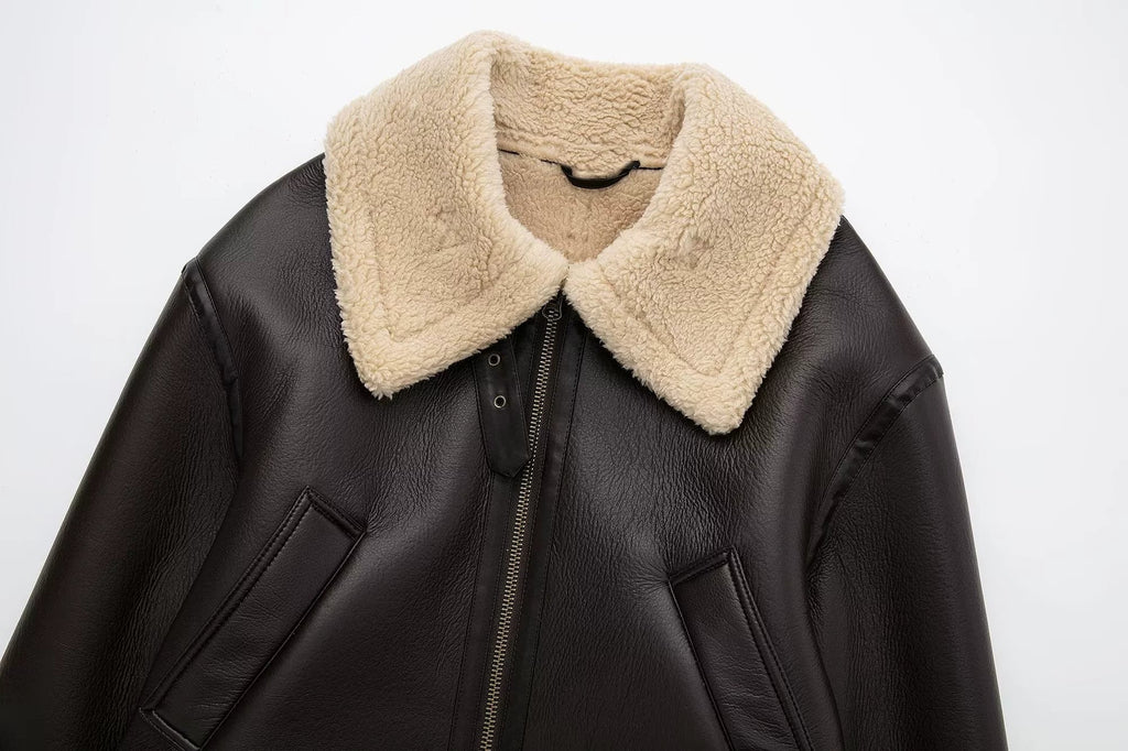 LaPose Fashion - Ensley Double-Faced Fur Jacket - Coats, Coats & Jackets, Crop Jackets, Fall-Winter 23, Jackets, Leather Jackets, Oversize Jacket, Win