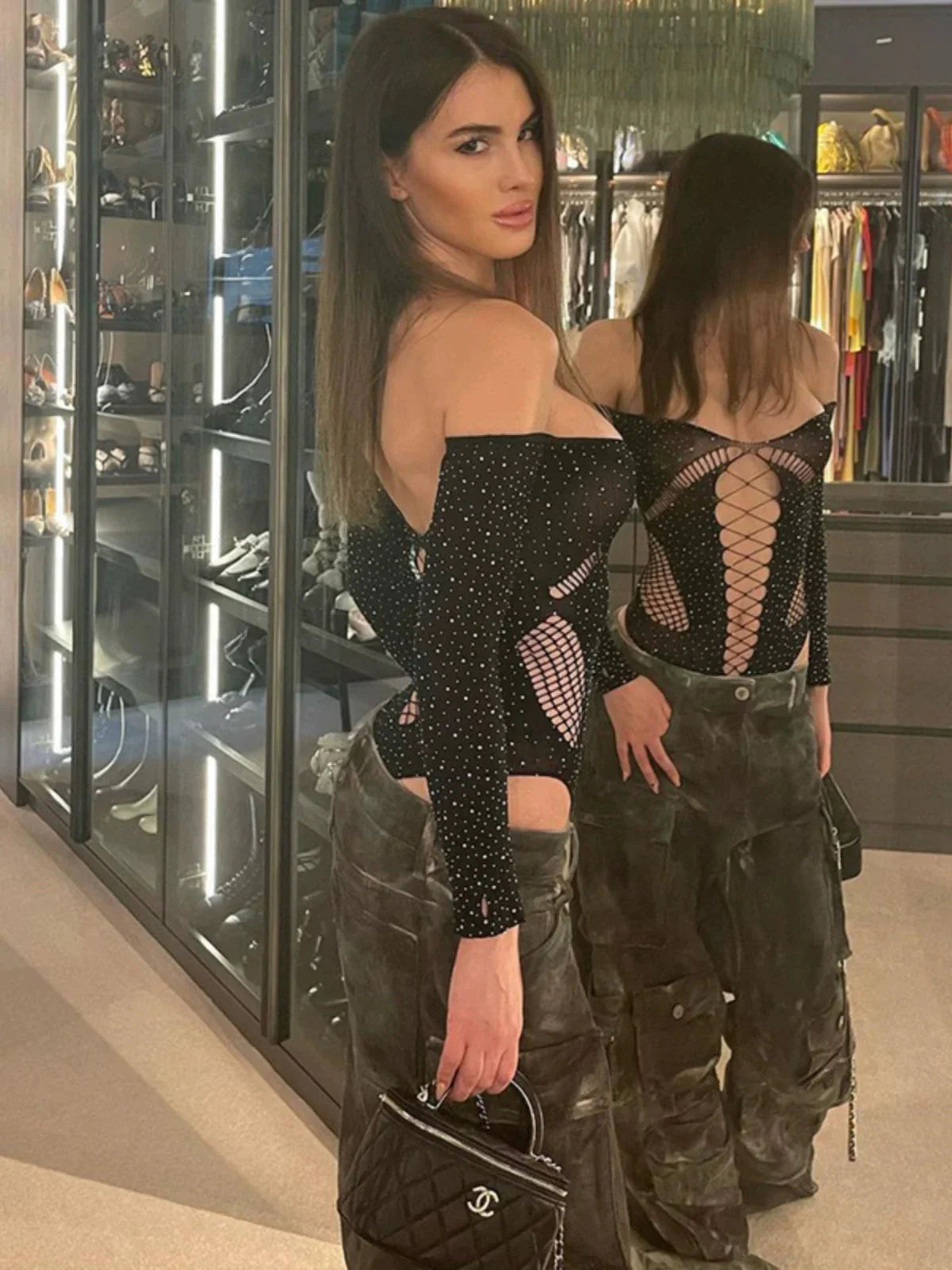 LaPose Fashion - Erza Mesh Bodysuit - Bodysuits, Long Sleeve Tops, Mesh Tops, Sexy Tops, Tops