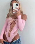 LaPose Fashion - Erza Mesh Bodysuit - Bodysuits, Long Sleeve Tops, Mesh Tops, Sexy Tops, Tops