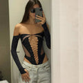 LaPose Fashion - Erza Mesh Bodysuit - Bodysuits, Long Sleeve Tops, Mesh Tops, Sexy Tops, Tops