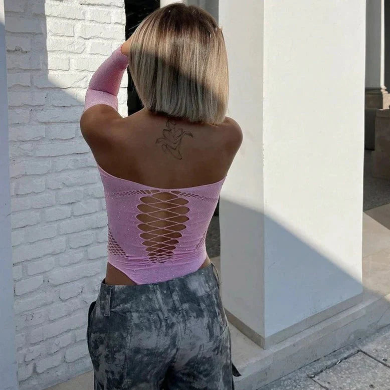 LaPose Fashion - Erza Mesh Bodysuit - Bodysuits, Long Sleeve Tops, Mesh Tops, Sexy Tops, Tops