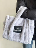 LaPose Fashion - Faux Fur Tote Bag - Bags, Handbags, Large Bags, Shoulder Bags, Tote Bags, Winter Edit