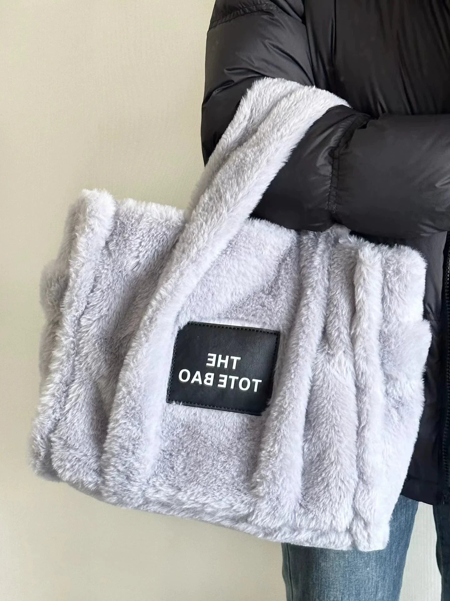 LaPose Fashion - Faux Fur Tote Bag - Bags, Handbags, Large Bags, Shoulder Bags, Tote Bags, Winter Edit