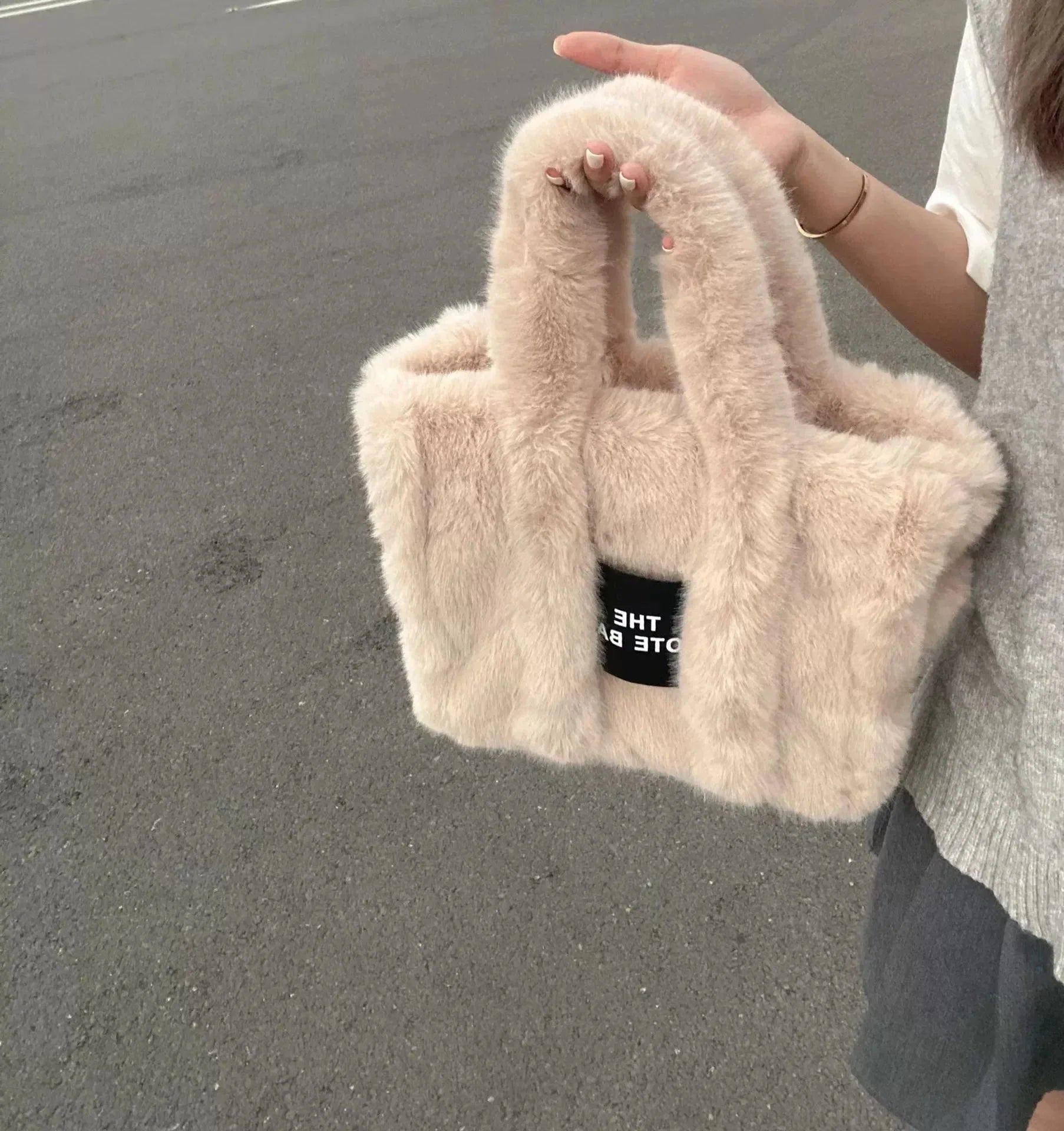 LaPose Fashion - Faux Fur Tote Bag - Bags, Handbags, Large Bags, Shoulder Bags, Tote Bags, Winter Edit