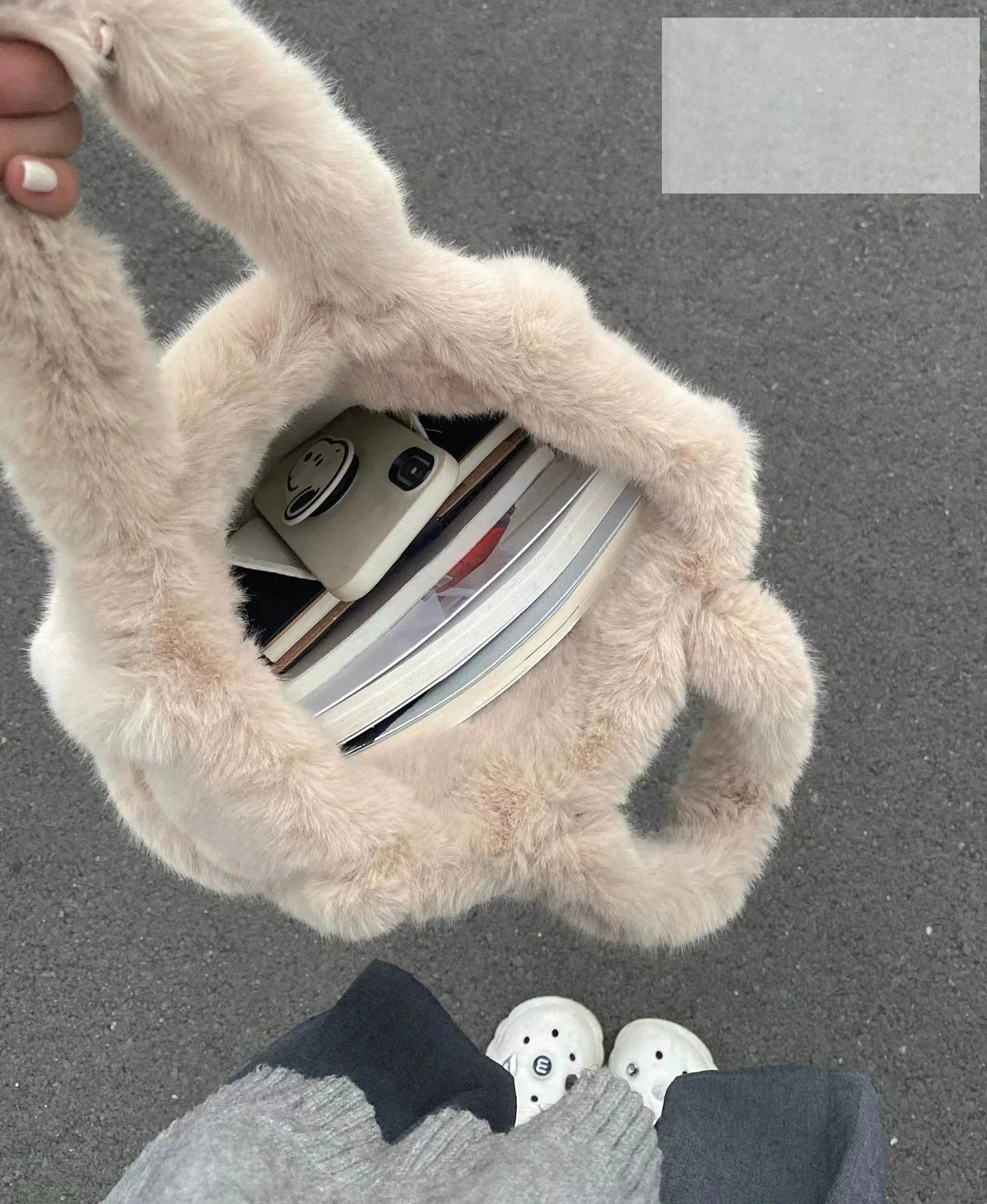 LaPose Fashion - Faux Fur Tote Bag - Bags, Handbags, Large Bags, Shoulder Bags, Tote Bags, Winter Edit