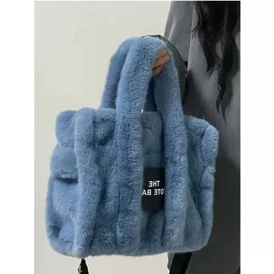 LaPose Fashion - Faux Fur Tote Bag - Bags, Handbags, Large Bags, Shoulder Bags, Tote Bags, Winter Edit