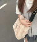 LaPose Fashion - Faux Fur Tote Bag - Bags, Handbags, Large Bags, Shoulder Bags, Tote Bags, Winter Edit