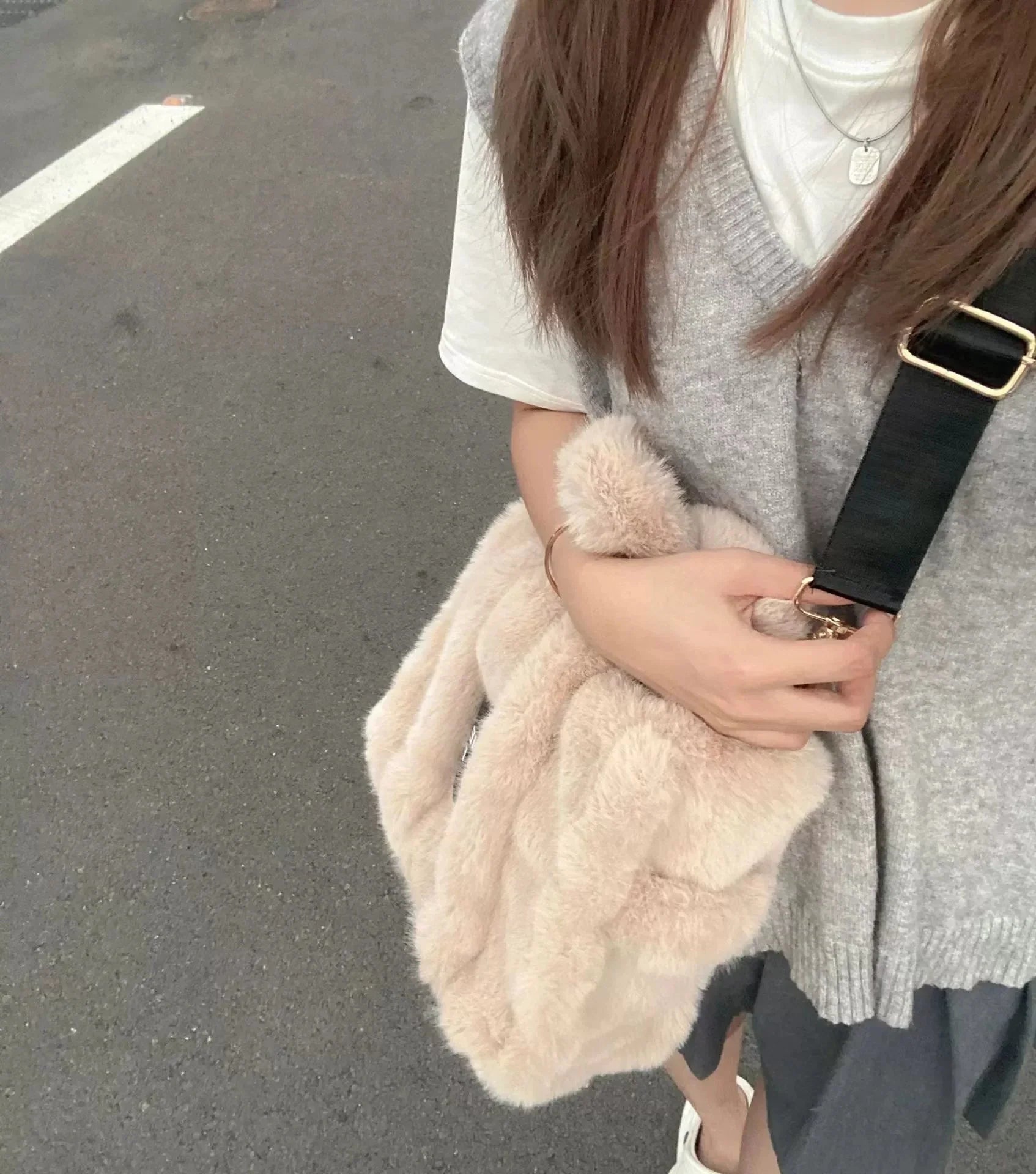 LaPose Fashion - Faux Fur Tote Bag - Bags, Handbags, Large Bags, Shoulder Bags, Tote Bags, Winter Edit