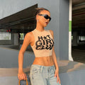 LaPose Fashion - Hot Girl Club Print Top - Basic Tops, Crop Tops, Fall-Winter 23, Letter Print Tops, Sleeveless Tops, Tank Tops, Tops