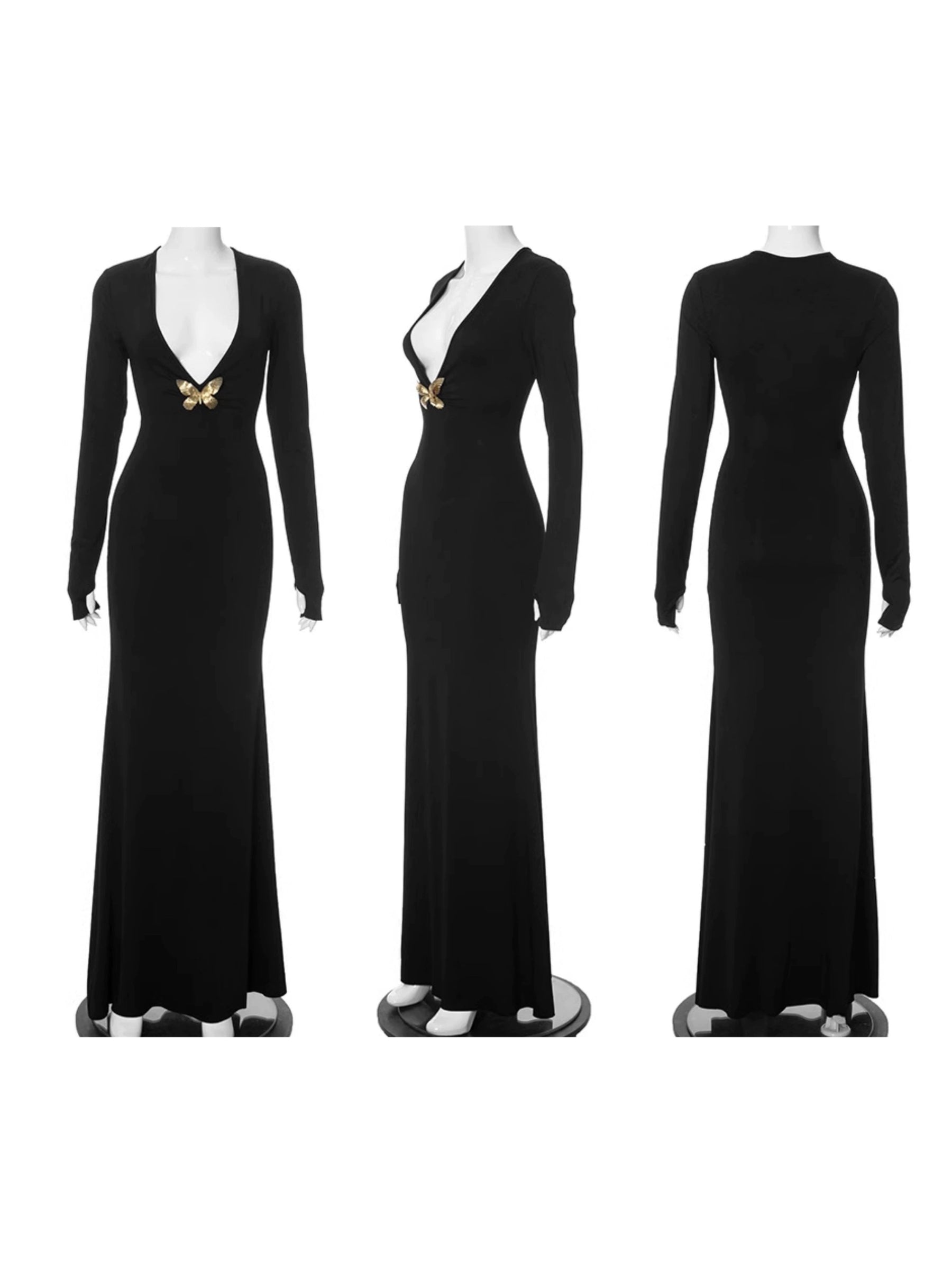 Jadalyn Butterfly Splice V-Neck Dress