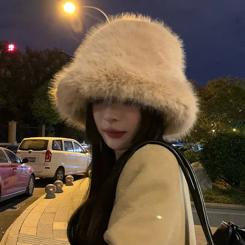 LaPose Fashion - Kaari Faux Fur Bucket Hat - Accesories, Hats, Plush Hats, Winter Edit