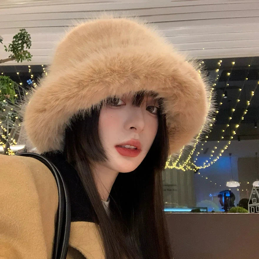 LaPose Fashion - Kaari Faux Fur Bucket Hat - Accesories, Hats, Plush Hats, Winter Edit