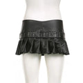 LaPose Fashion - Kasie Leather Super Mini Skirt - Fall-Winter 23, Leather Skirts, Mini Skirts, Pleated Skirt, Skirts