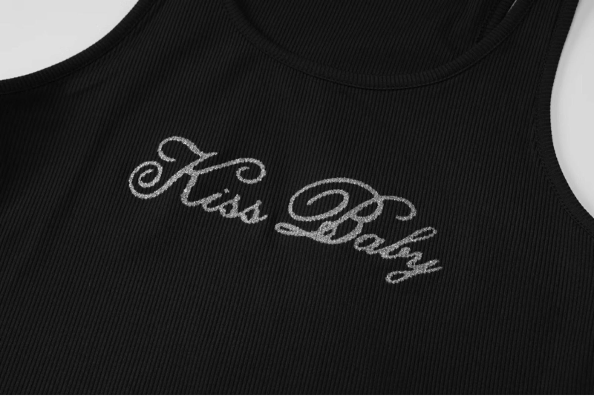 LaPose Fashion - Kiss Baby Letter Print Tank Top - Basic Tops, Letter Print Tops, Sleeveless Tops, Tank Tops, Tops