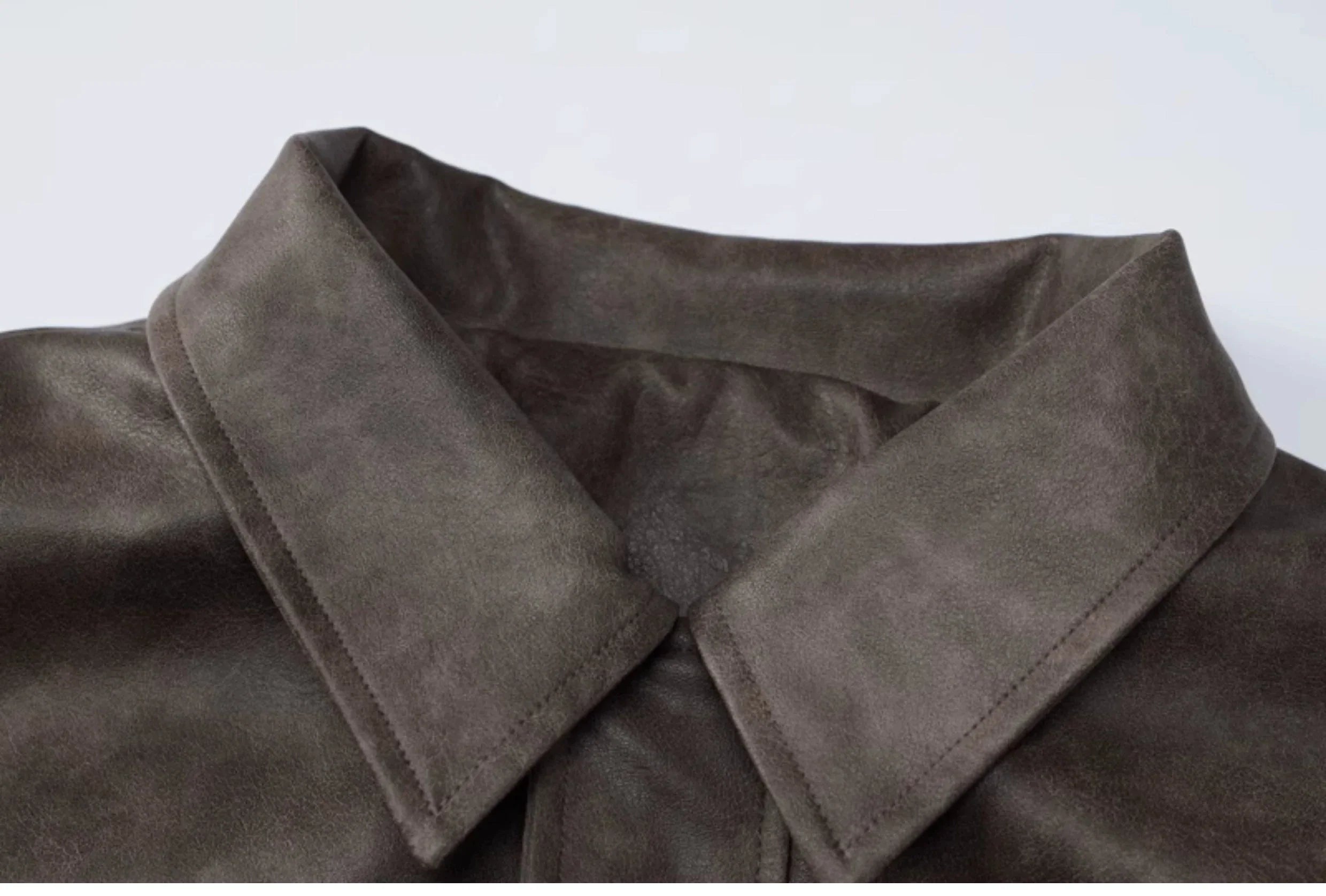 LaPose Fashion - Kiya Vintage Leather Jacket - Coats & Jackets, Fall-Winter 23, Jackets, Leather Jackets, Oversize Jacket, Tops, Winter Edit