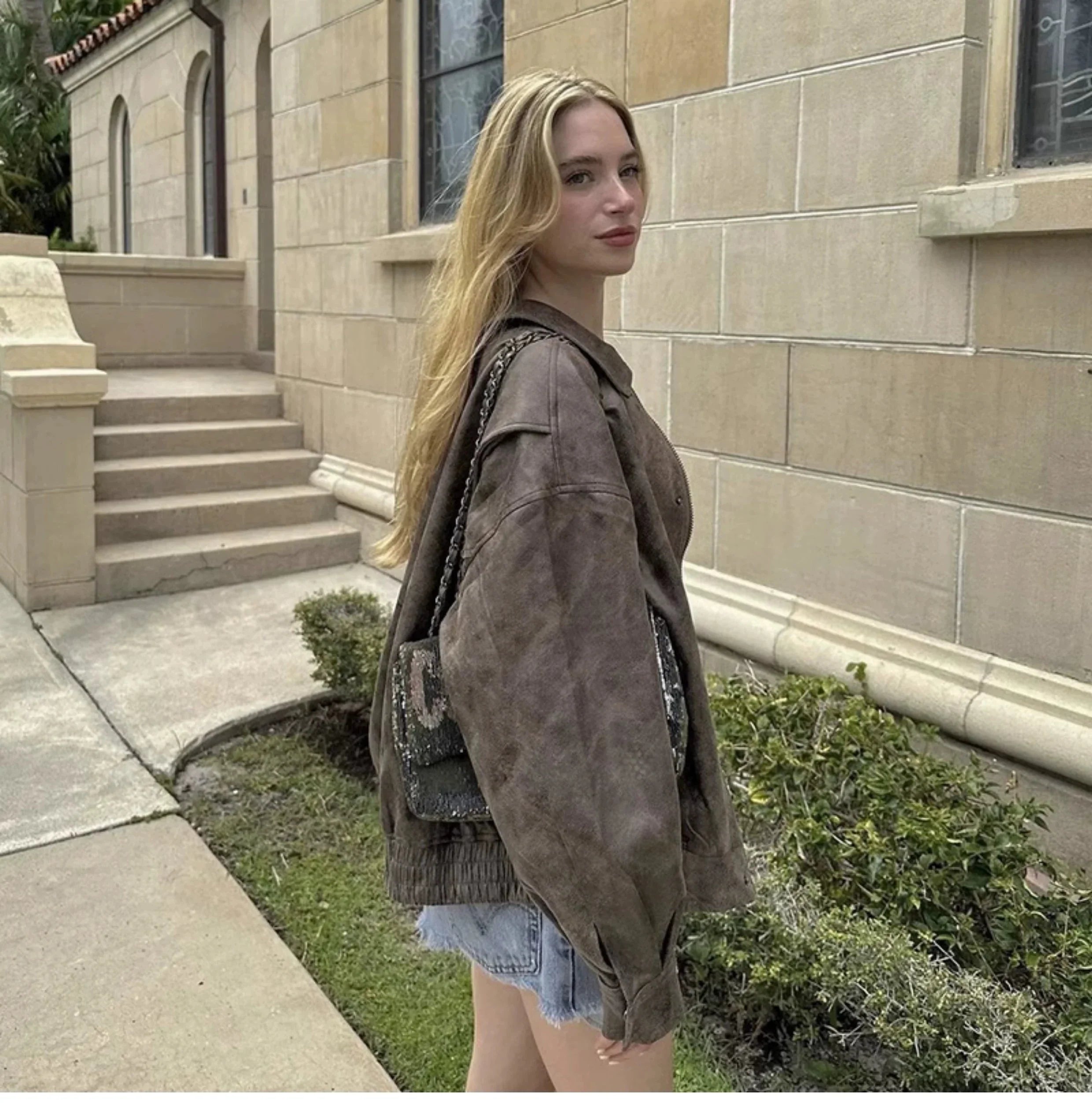 LaPose Fashion - Kiya Vintage Leather Jacket - Coats & Jackets, Fall-Winter 23, Jackets, Leather Jackets, Oversize Jacket, Tops, Winter Edit