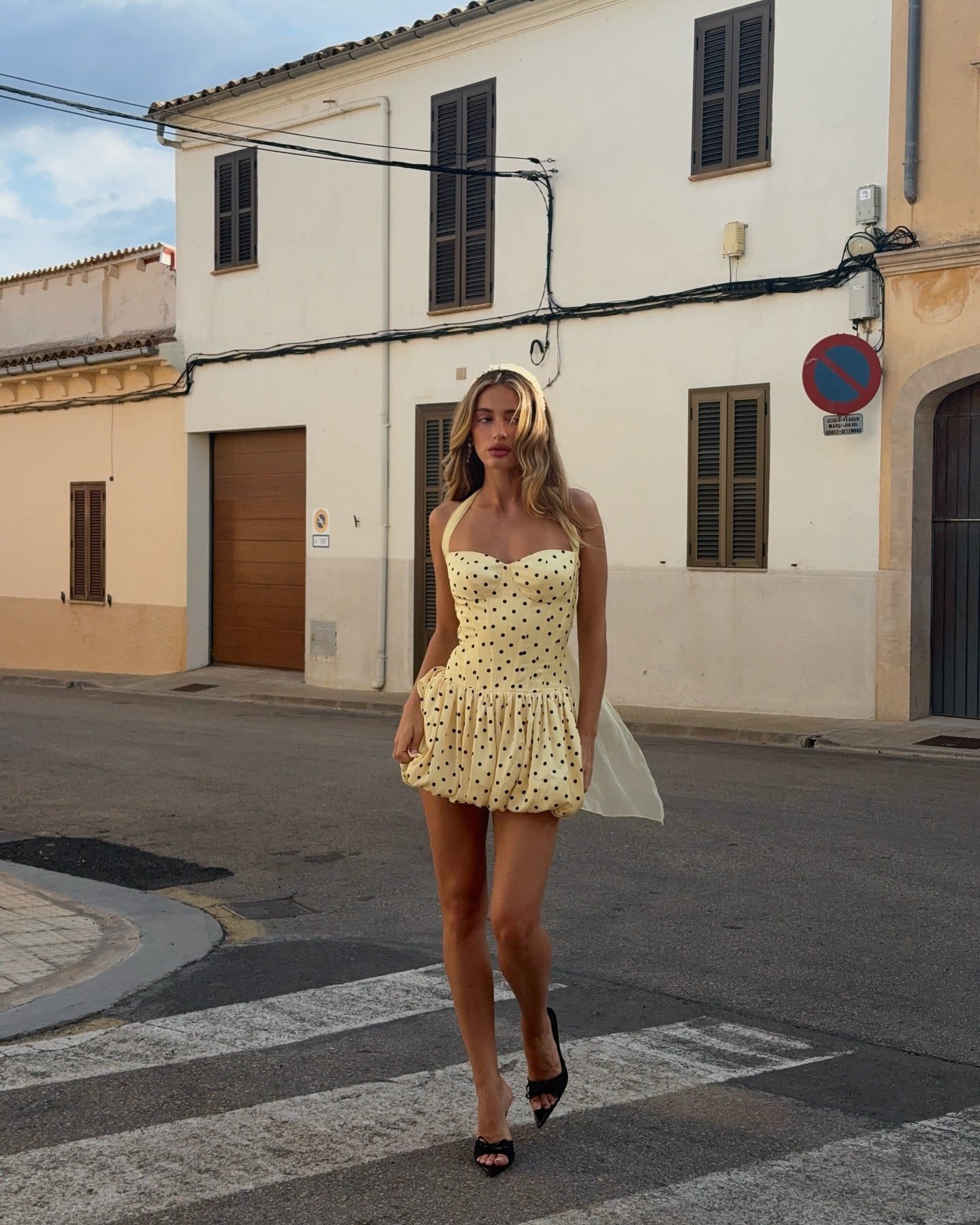 Polka Dot Halterneck Bubble Mini Dress X