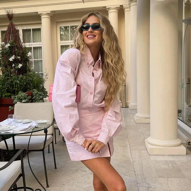 LaPose Fashion - Leana Shirt & Skirt Set - Matching Sets, Outfit Sets, Sets, Skirt Set, Two Piece Sets