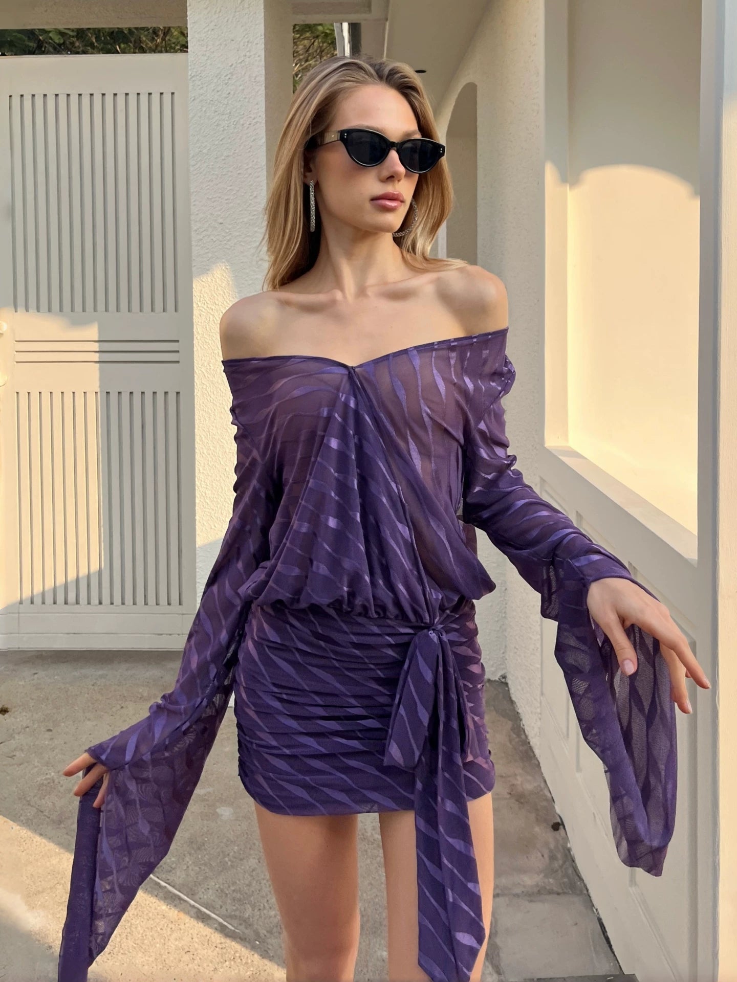 Haylee Sheer Mesh Backless Mini Dress