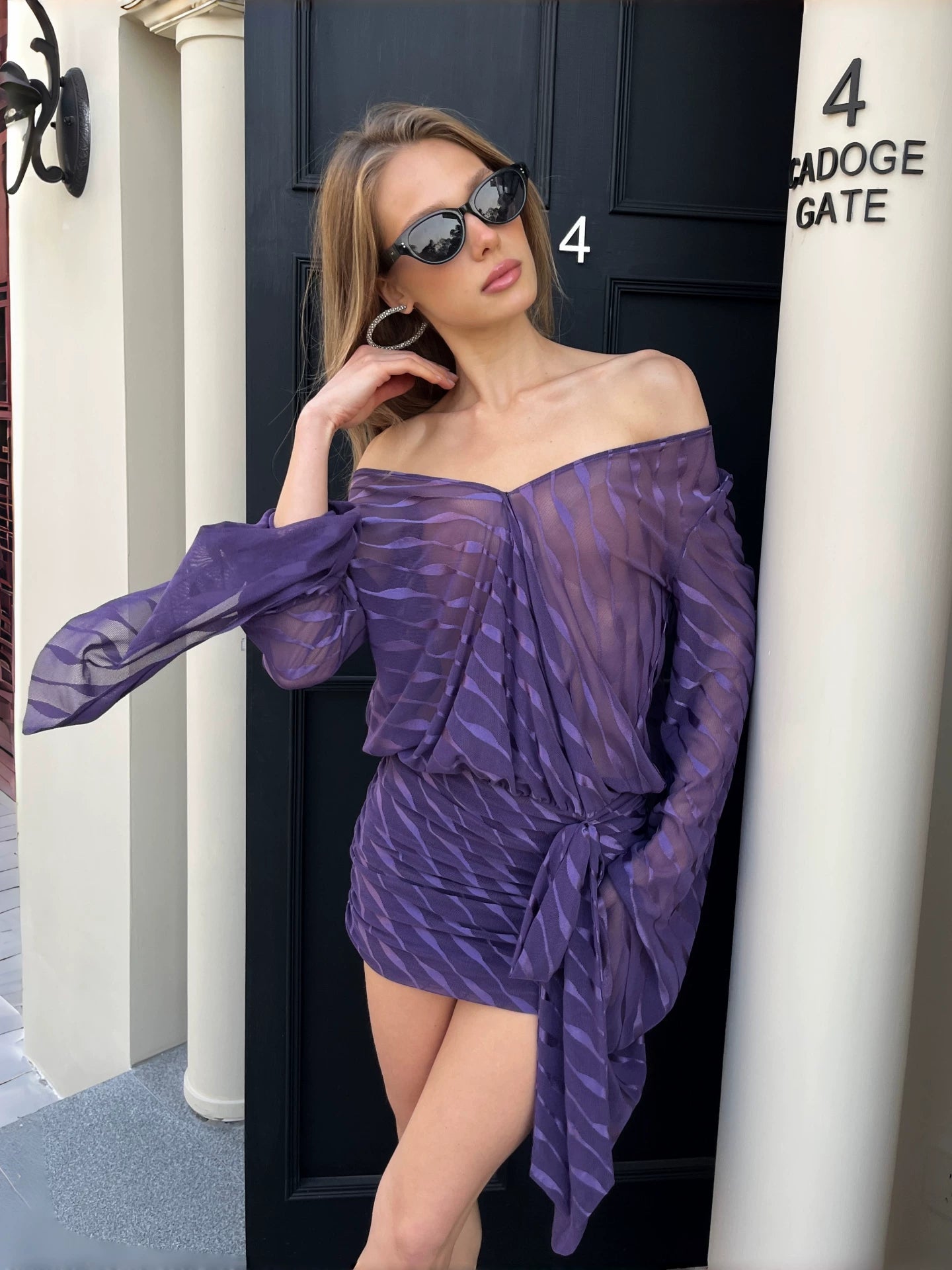 Haylee Sheer Mesh Backless Mini Dress