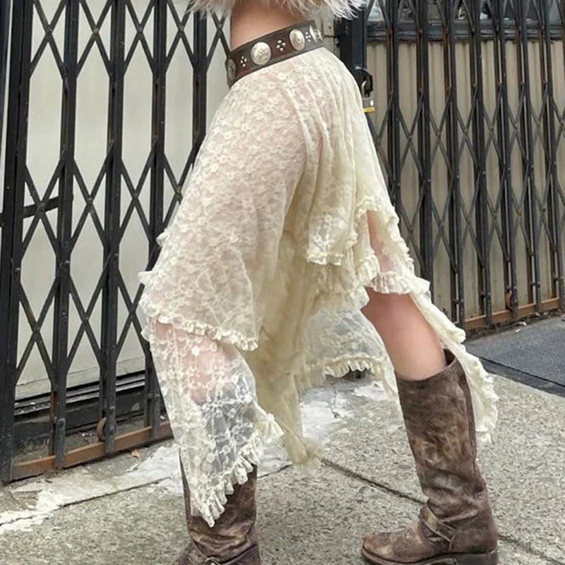 LaPose Fashion - Lyric Lace Midi Skirt - Fairy Skirts, Lace Skirts, Maxi Skirts, Midi Skirt, Ruffle Skirts, Skirts, Vintage Skirts