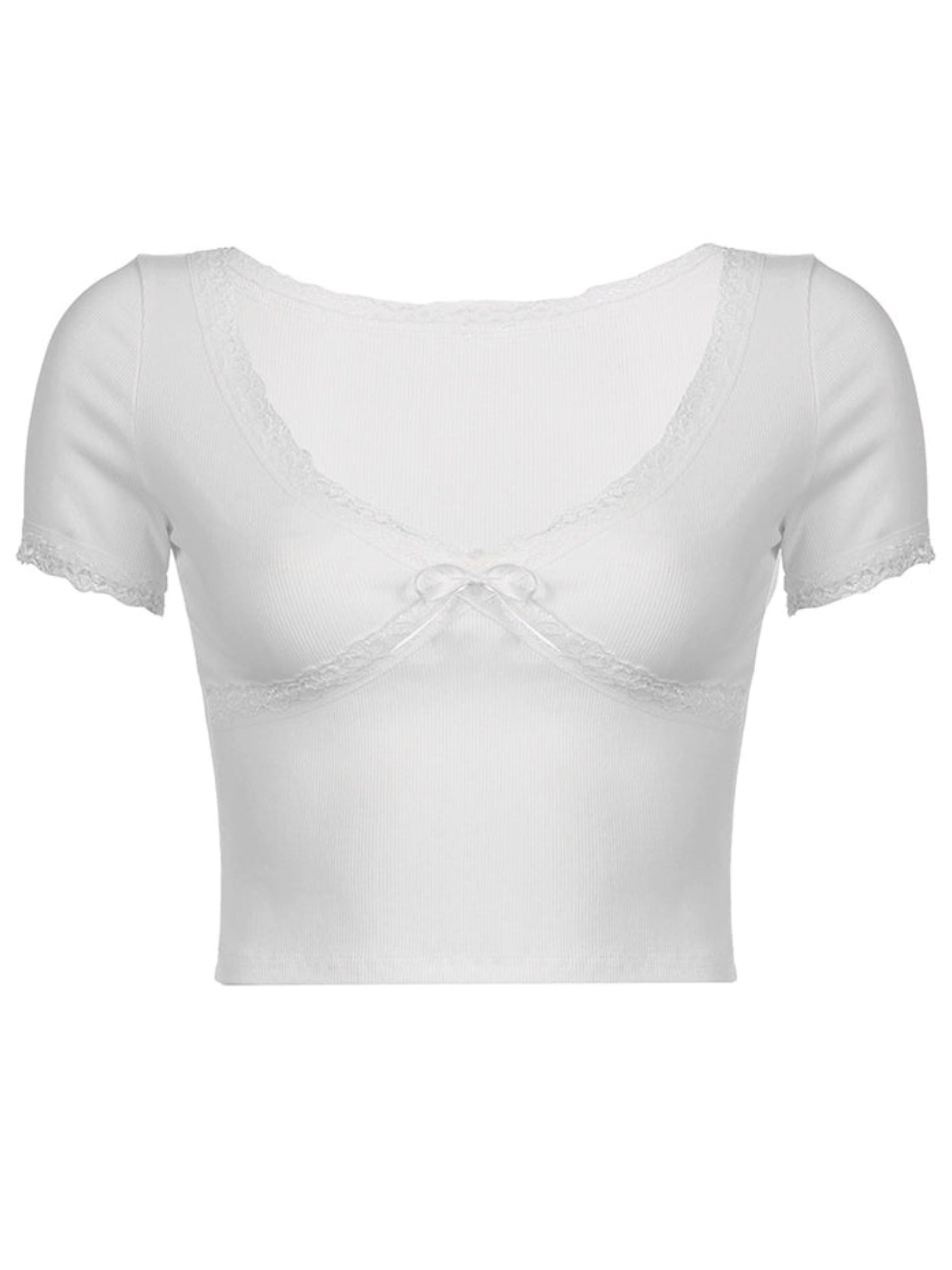 LaPose Fashion - Mara Short Sleeve Crop Top - Basic Tops, Crop Tops, Elegant Tops, Short Sleeve Tops, Tops