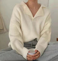 LaPose Fashion - Mea Knitted Sweater - Clean Girl, Clothing, Knitted Tops, Long Sleeve Tops, Loose Sweaters, Sweaters, Tops, Tops/Sweatshir