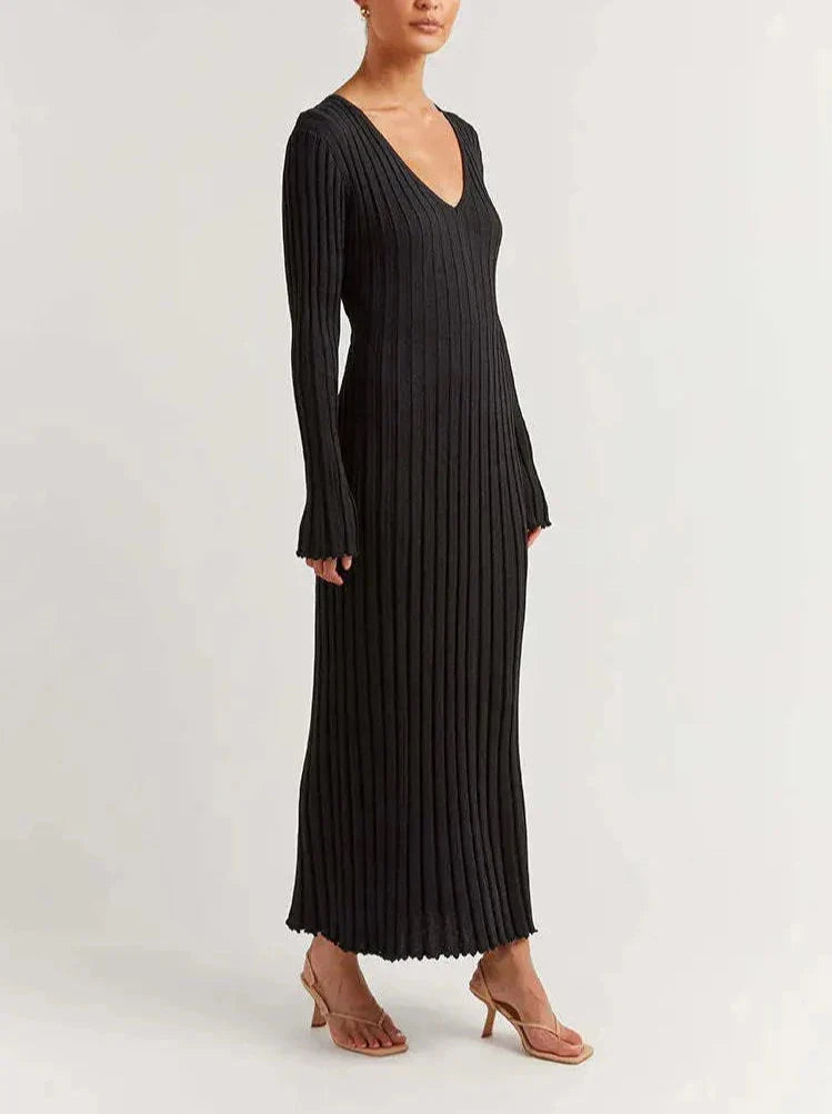 LaPose Fashion - Niana Maxi Dress - Autumn Dresses, Clean Girl, Daytime Dresses, Dresses, Fall-Winter 23, Knitted Dresses, Long Dresses,