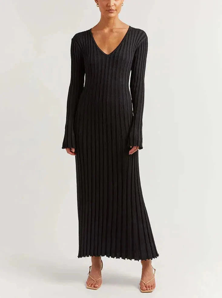 LaPose Fashion - Niana Maxi Dress - Autumn Dresses, Clean Girl, Daytime Dresses, Dresses, Fall-Winter 23, Knitted Dresses, Long Dresses,