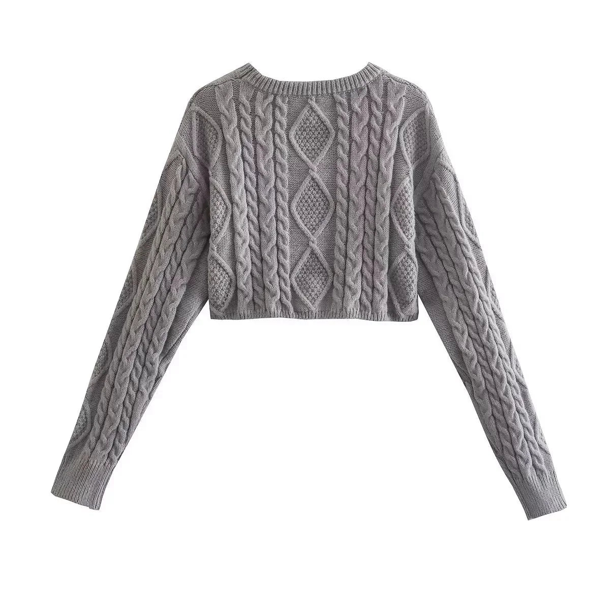 LaPose Fashion - Nisan Knitted Crop Sweater - Basic Tops, Crop Tops, Knitted Tops, Long Sleeve Tops, Tops, Winter Edit