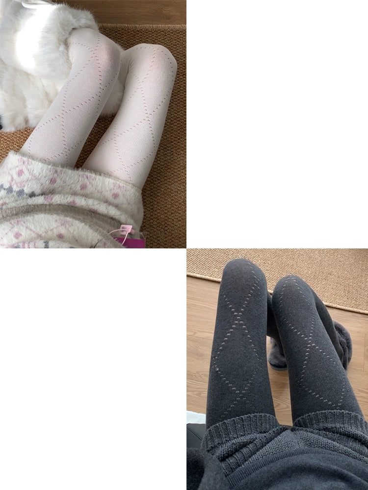 America Flawless Sheer Tights - White + Dark Gray [D8LWLL3S]