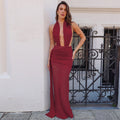 Ayana Lace Halter Maxi Dress - Wine Red [0HU7LUT0]