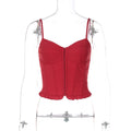 Mahina Strappy Button-Front Crop Top - Red [W4DXJO02]
