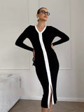 Ariabella Knit Trumpet Sleeve Dress - Black (Option 1) [2JET2RO9]