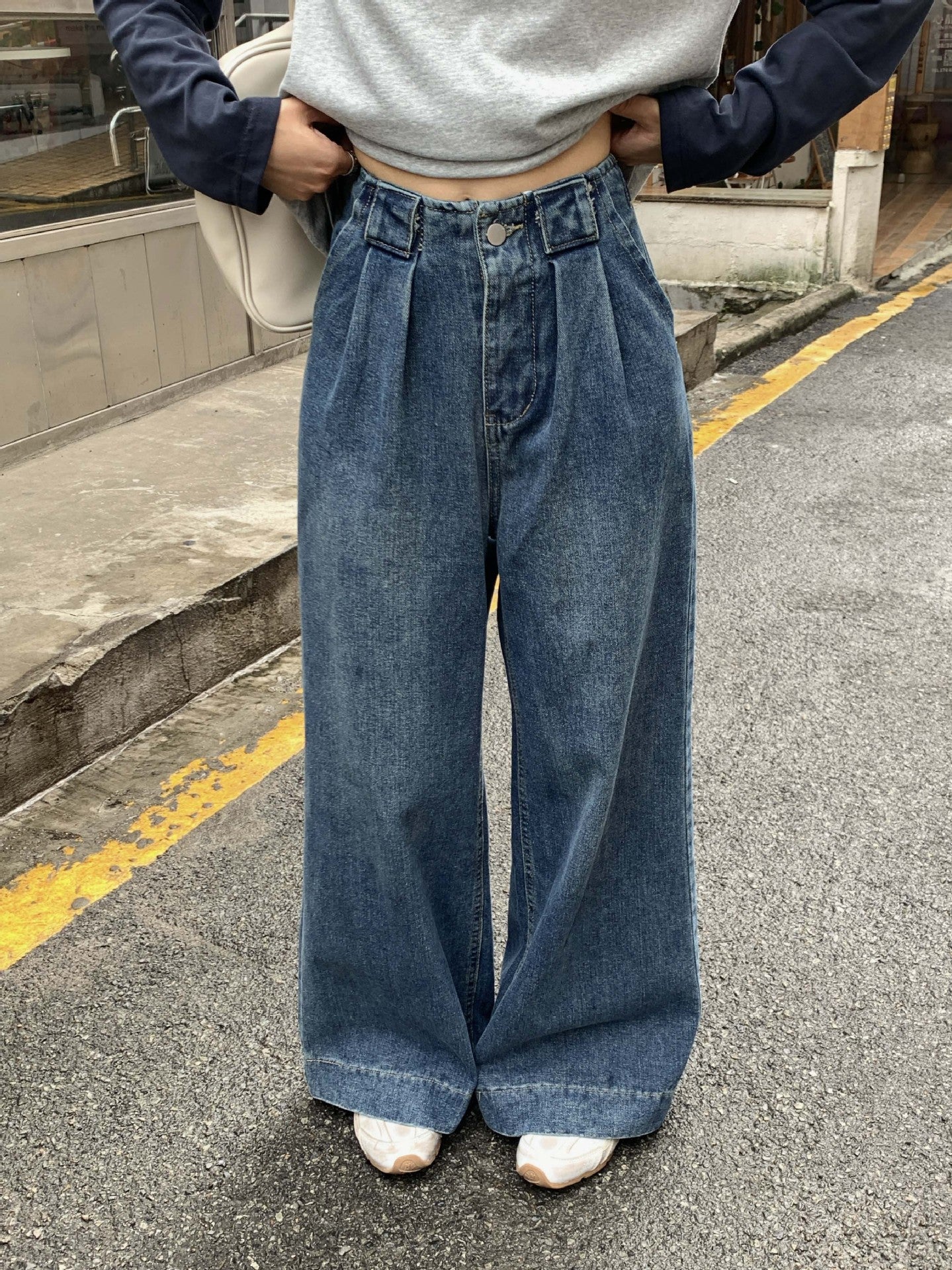 Lemon Wide-Leg Denim Pants - Light Blue [FYHI59DS]