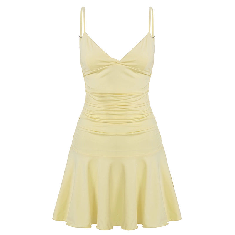 Blakelee Pleated Strappy Mini Dress - Yellow [EMYNAFHX]
